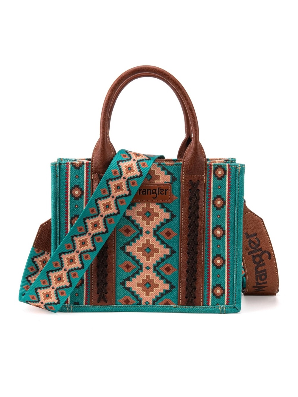 Wrangler Aztec Turquoise Southwestern Tote handbag shoulder bag purse NWOT